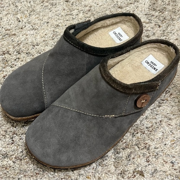 Earth Origins Gray Leather Sherpa Lined Clogs Size 11 NWOT - Picture 2 of 11